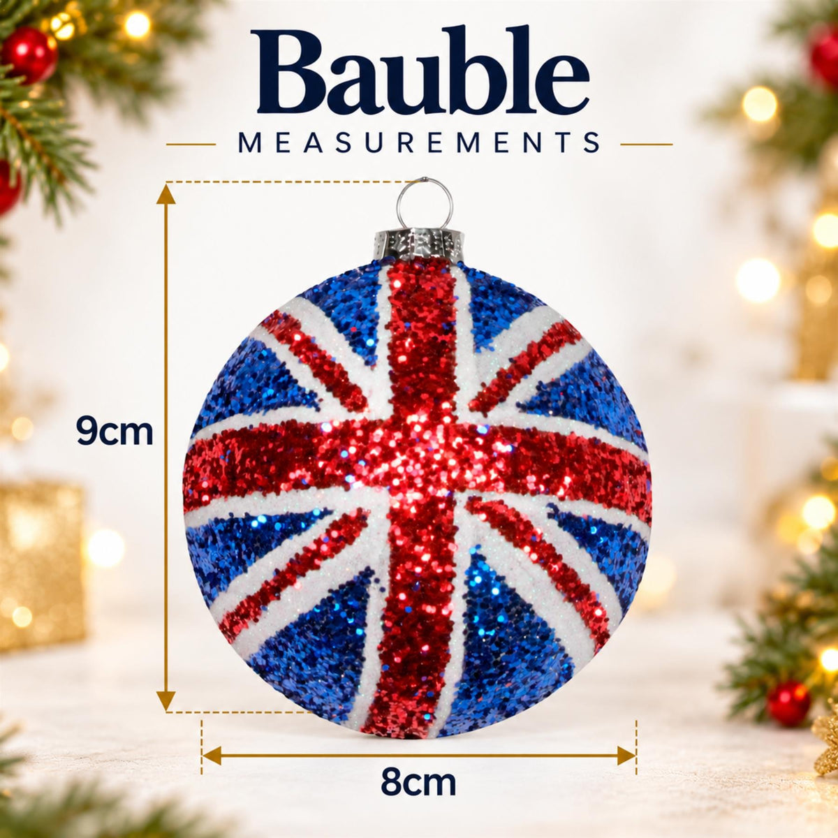 Union Jack Bauble, Gisela Graham Sparkling Union Flag Christmas Decoration 8cm Baubles - Tophatter Daily Deals