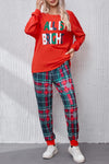 ALL IS BRIGHT Round Neck Top and Plaid Pants Lounge Set Loungewear Sets - Tophatter Daily Deals