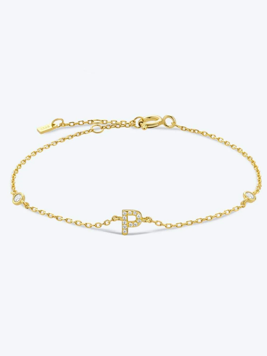 L To P Zircon 925 Sterling Silver Bracelet P-Gold One Size Bracelets - Tophatter Daily Deals
