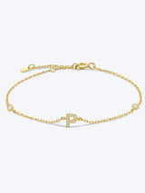 L To P Zircon 925 Sterling Silver Bracelet P-Gold One Size Bracelets - Tophatter Daily Deals