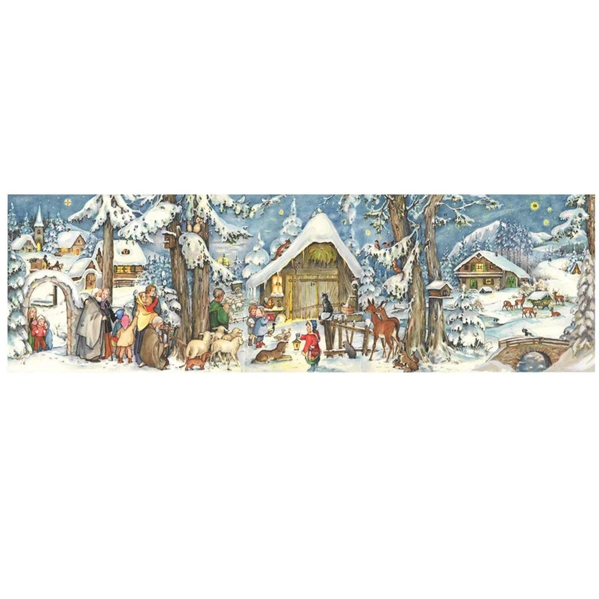 At the Stable Scene | Freestanding Traditional Christmas Paper Advent Calendar Advent Calendar - Tophatter Daily Deals