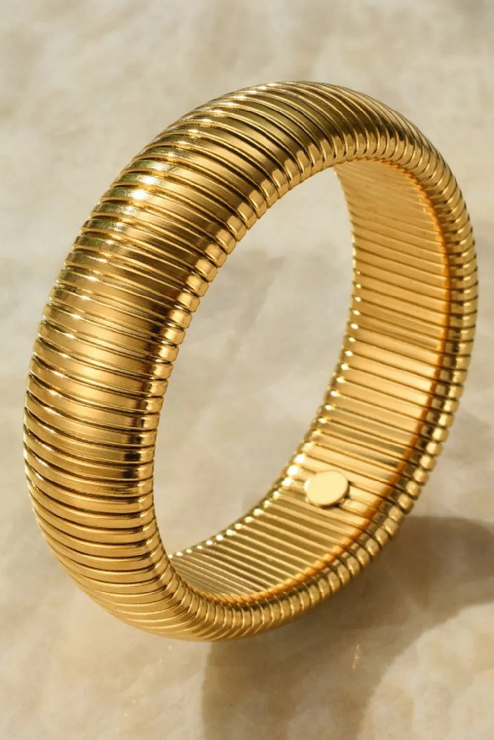 Gold Textured Titanium Steel Chunky Bangle Bracelets - Tophatter Daily Deals