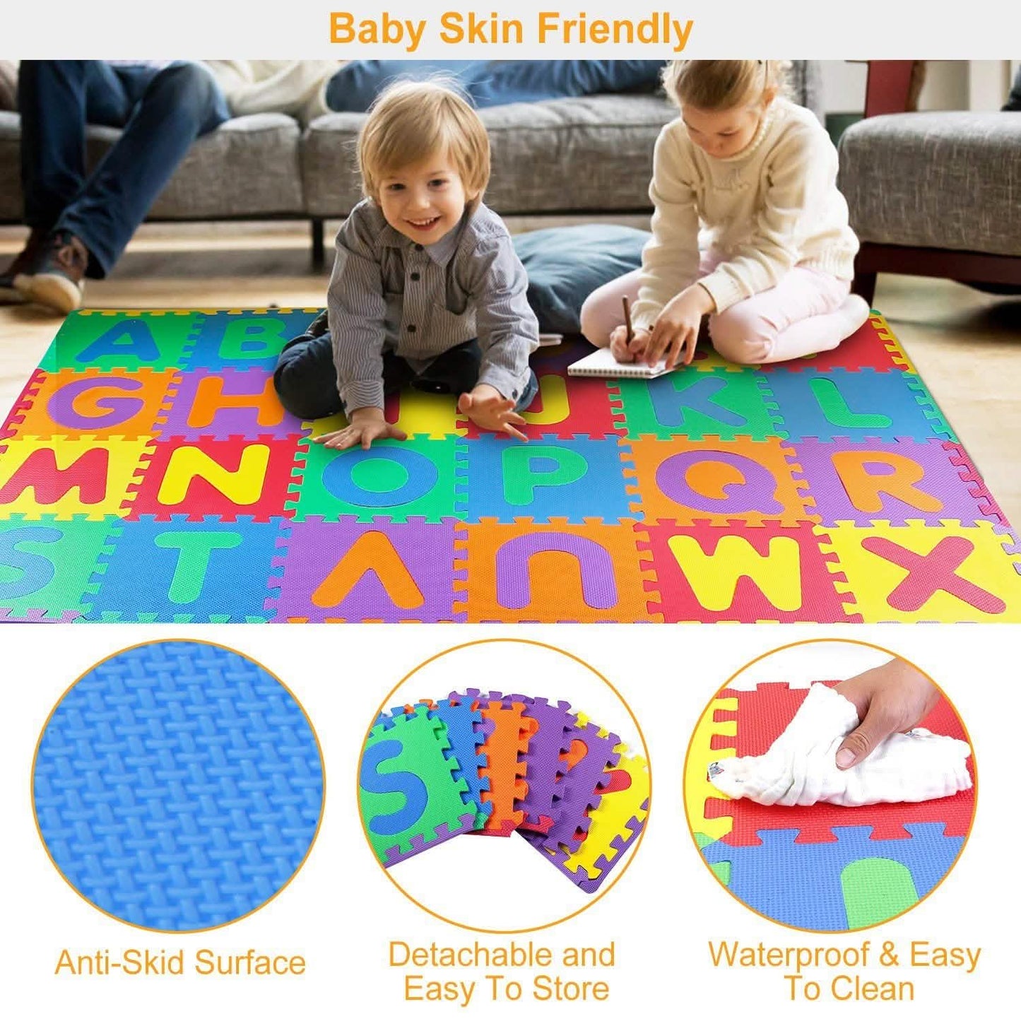 26-Piece: Kids Alphabet Play Mat For Infants Baby Toddlers Toys & Games - Tophatter Daily Deals