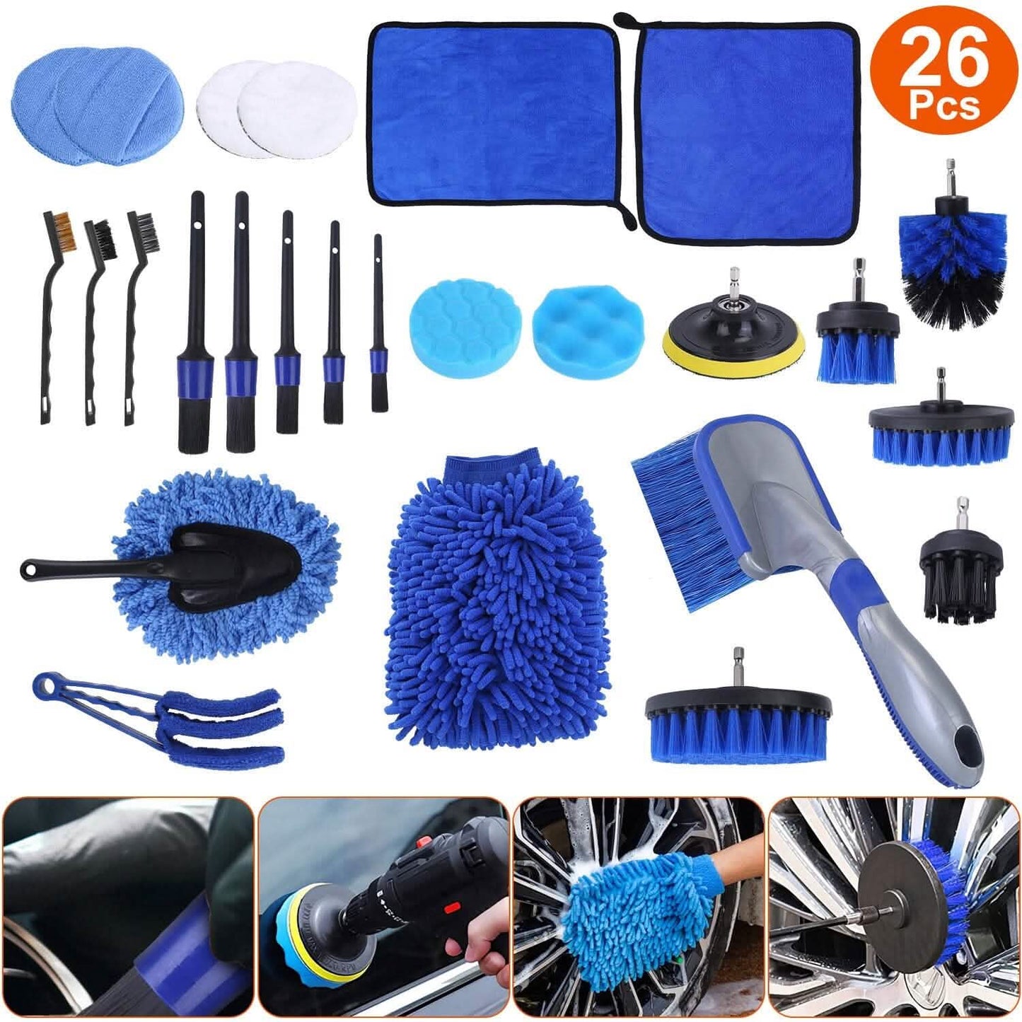 26-Pieces: Car Detailing Brush Kit Automotive - Tophatter Daily Deals