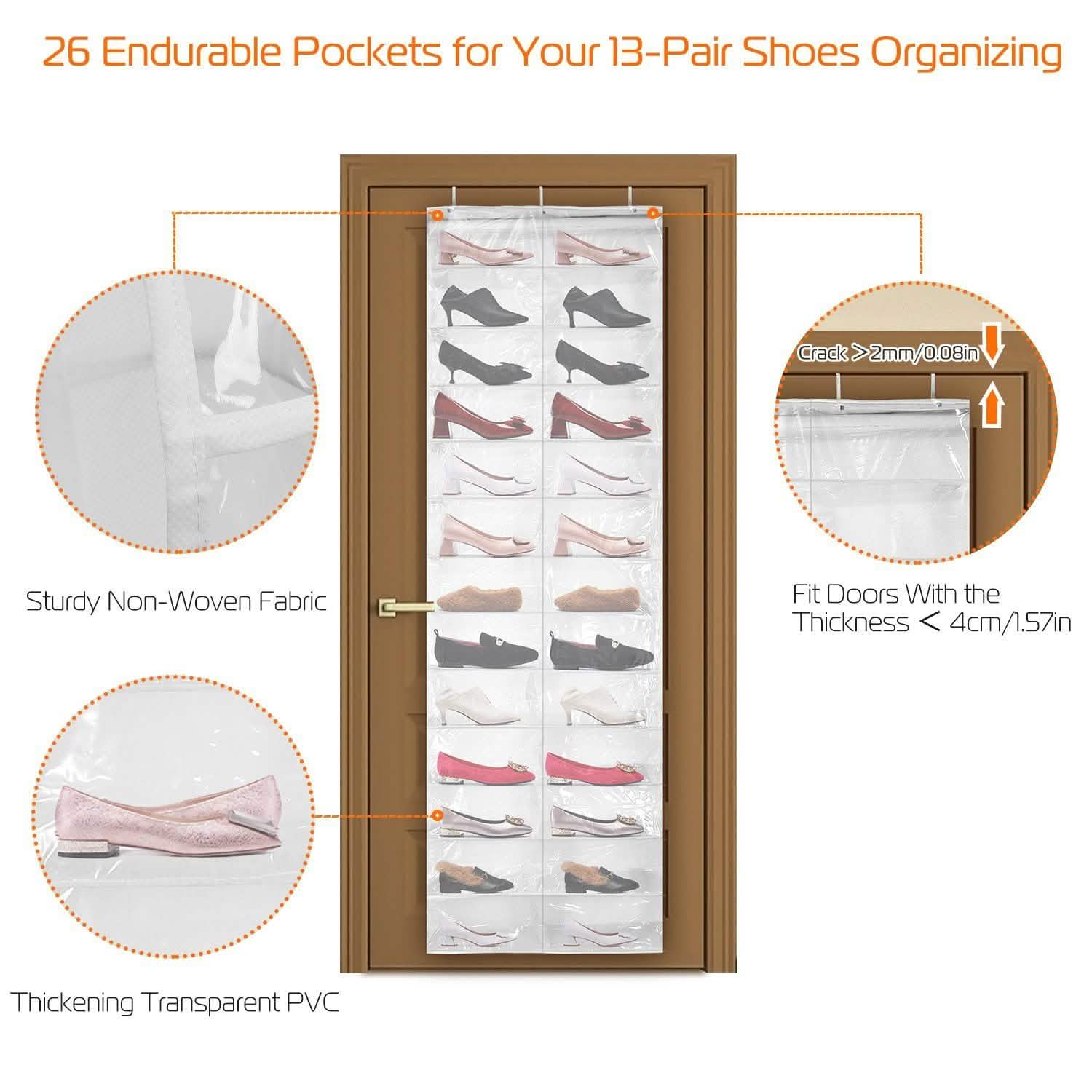 26 Pockets Over the Door Shoe Rack Storage & Organization - Tophatter Daily Deals