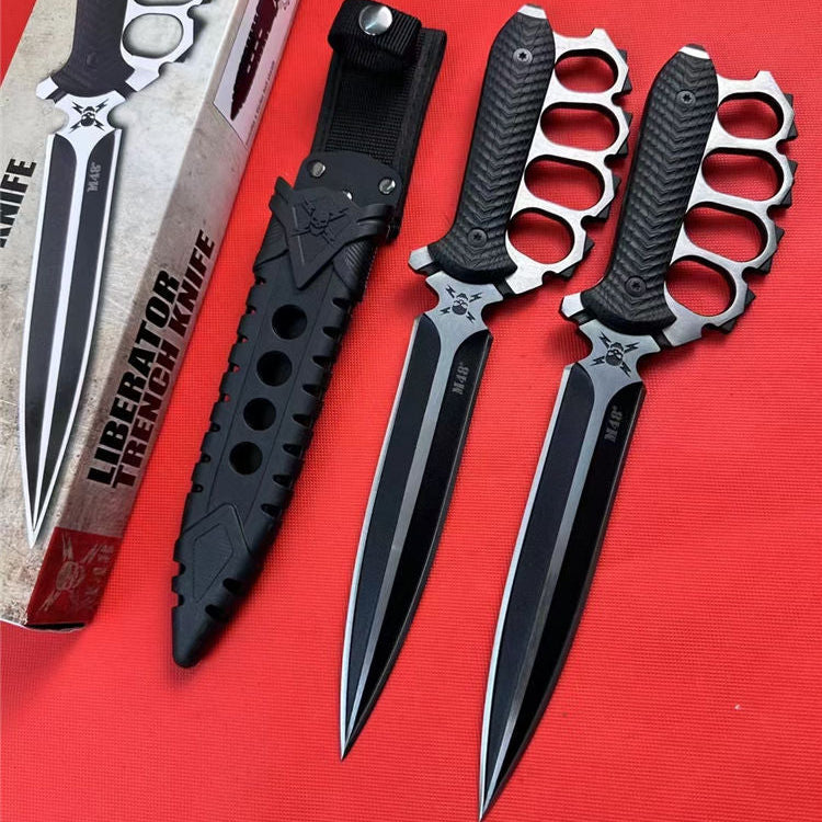 M48 Liberator Trench Knife | 7 1/2” 2Cr13 stainless steel blade | 13 3/4” overall | Vortec and nylon sheath included-GS76 Pocket Knives - Tophatter Daily Deals