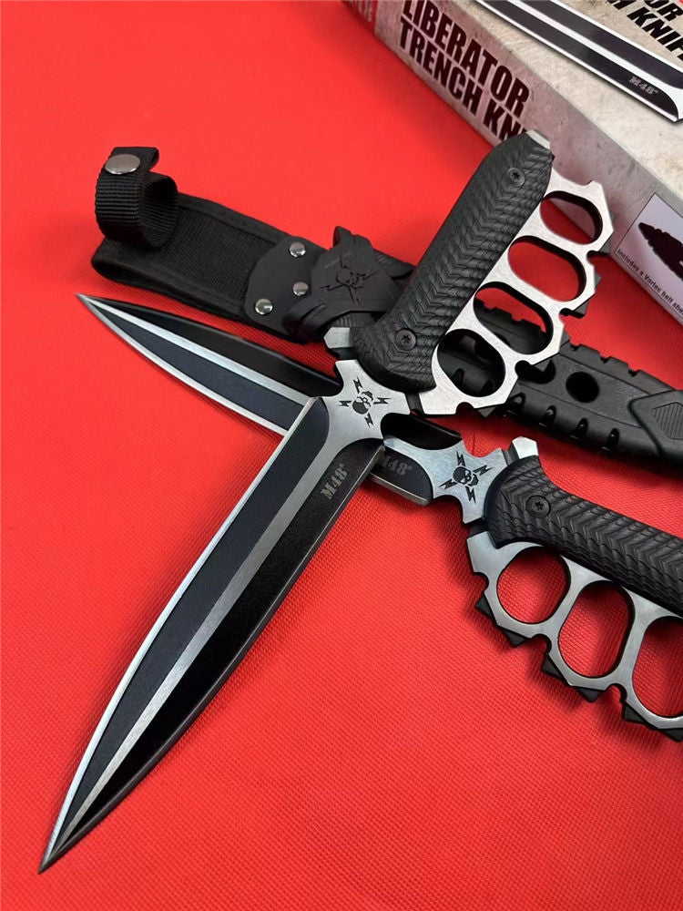 M48 Liberator Trench Knife | 7 1/2” 2Cr13 stainless steel blade | 13 3/4” overall | Vortec and nylon sheath included-GS76 Pocket Knives - Tophatter Daily Deals