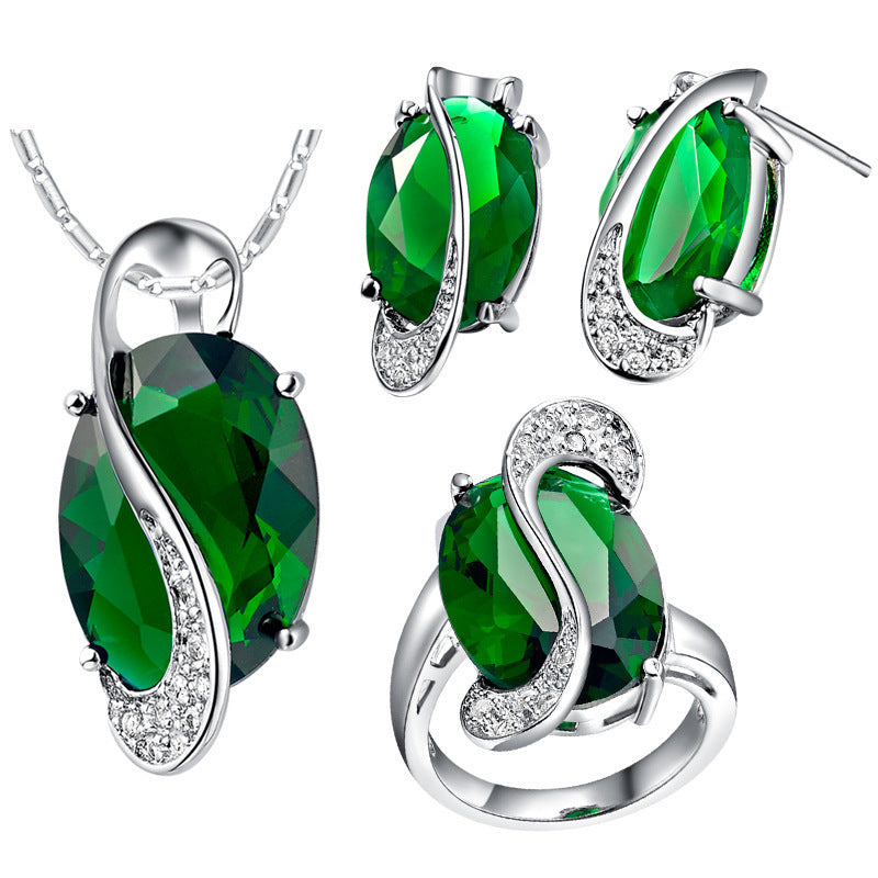 BEAUTIFUL EMERALD GREEN JEWLERY GIFT SET Green necklace earrings set - Tophatter Daily Deals