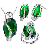 BEAUTIFUL EMERALD GREEN JEWLERY GIFT SET Green necklace earrings set - Tophatter Daily Deals