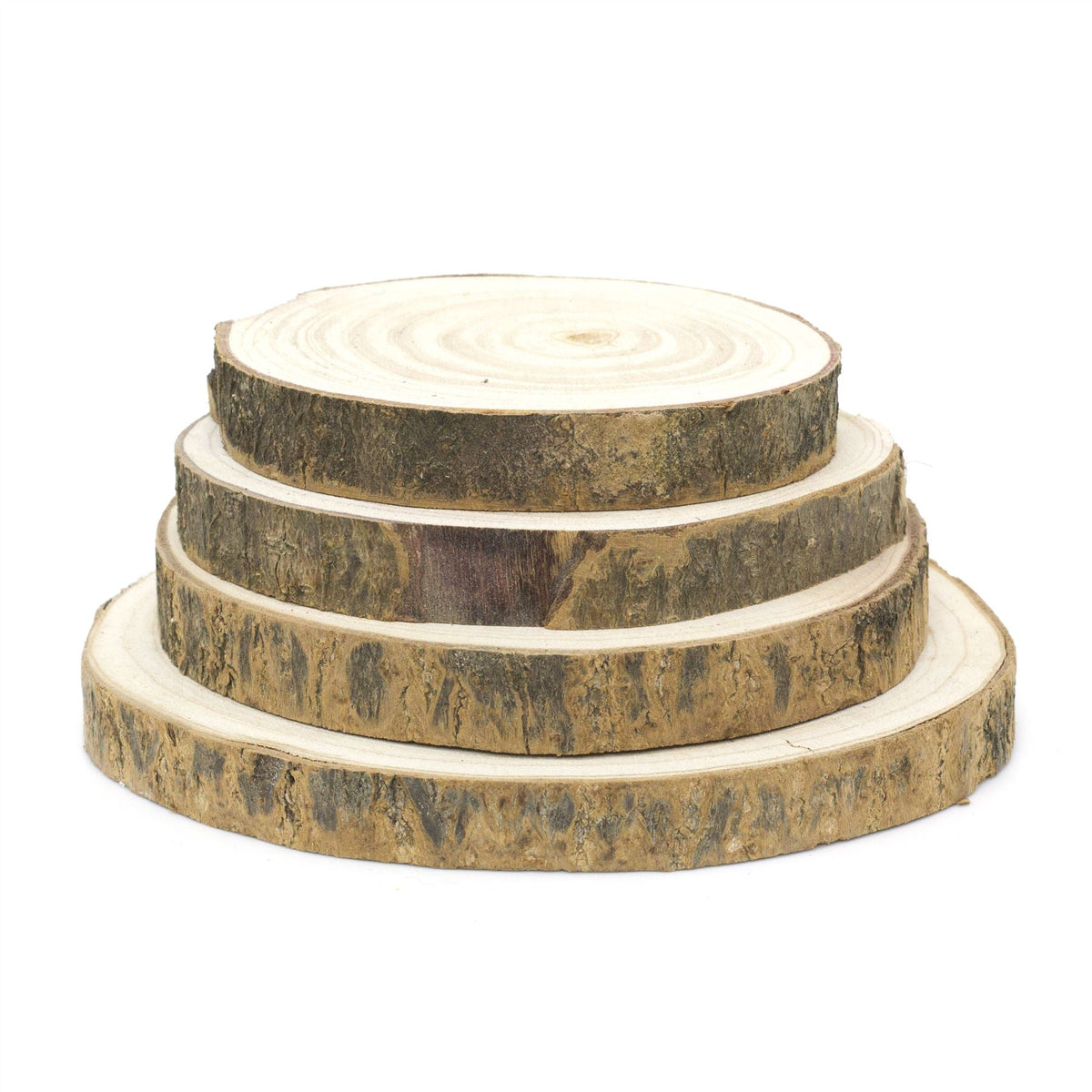 4 Piece Natural Wood Tree Bark Log Slices | Rustic Wedding Decorations Candle Stand | Table Centerpiece Candle Plate - Tophatter Daily Deals