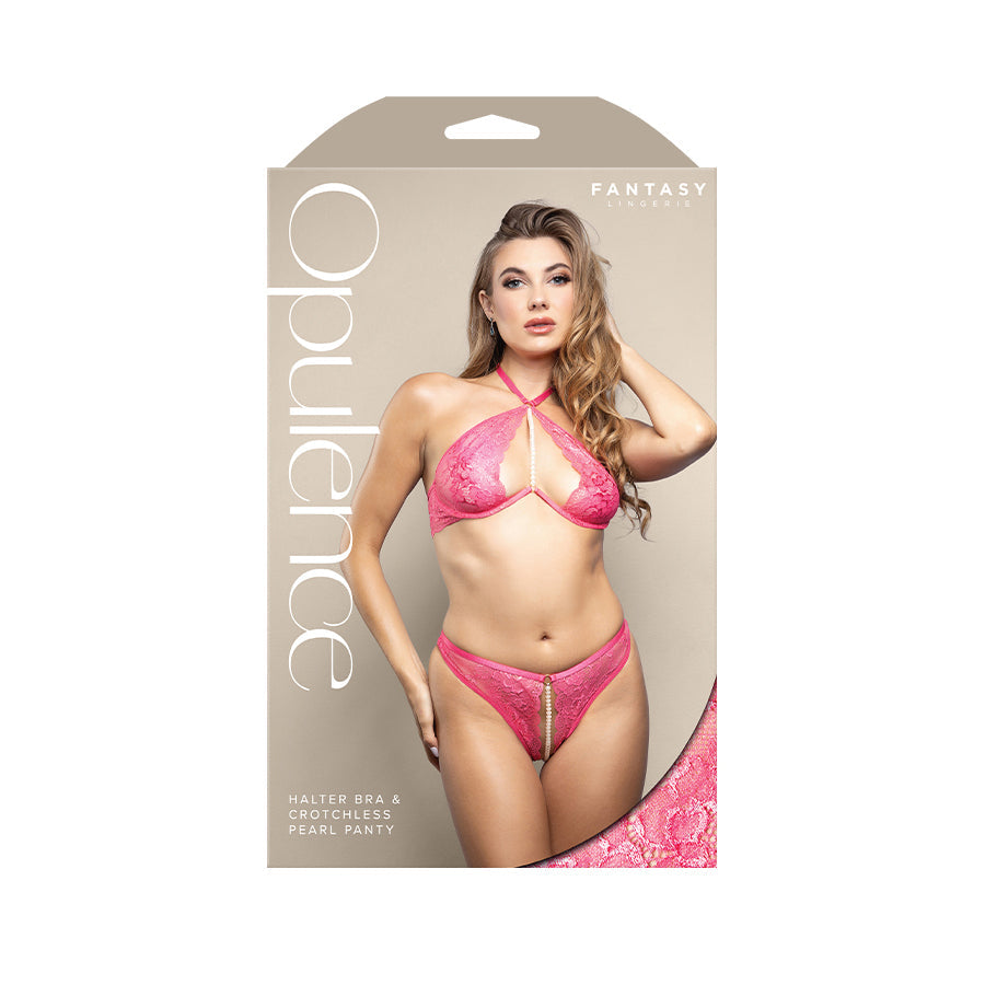 Opulence Halter Bra and Crotchless Pearl Panty Set – Lingerie M/L > Clothes > Lingerie Sets - Tophatter Daily Deals