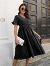 V-Neck Short Sleeve Midi Dress Casual Dresses - Tophatter Daily Deals