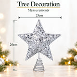 Silver Star Confetti Christmas Tree Topper, Gisela Graham Glitter Star 29cm Tree Decoration - Tophatter Daily Deals