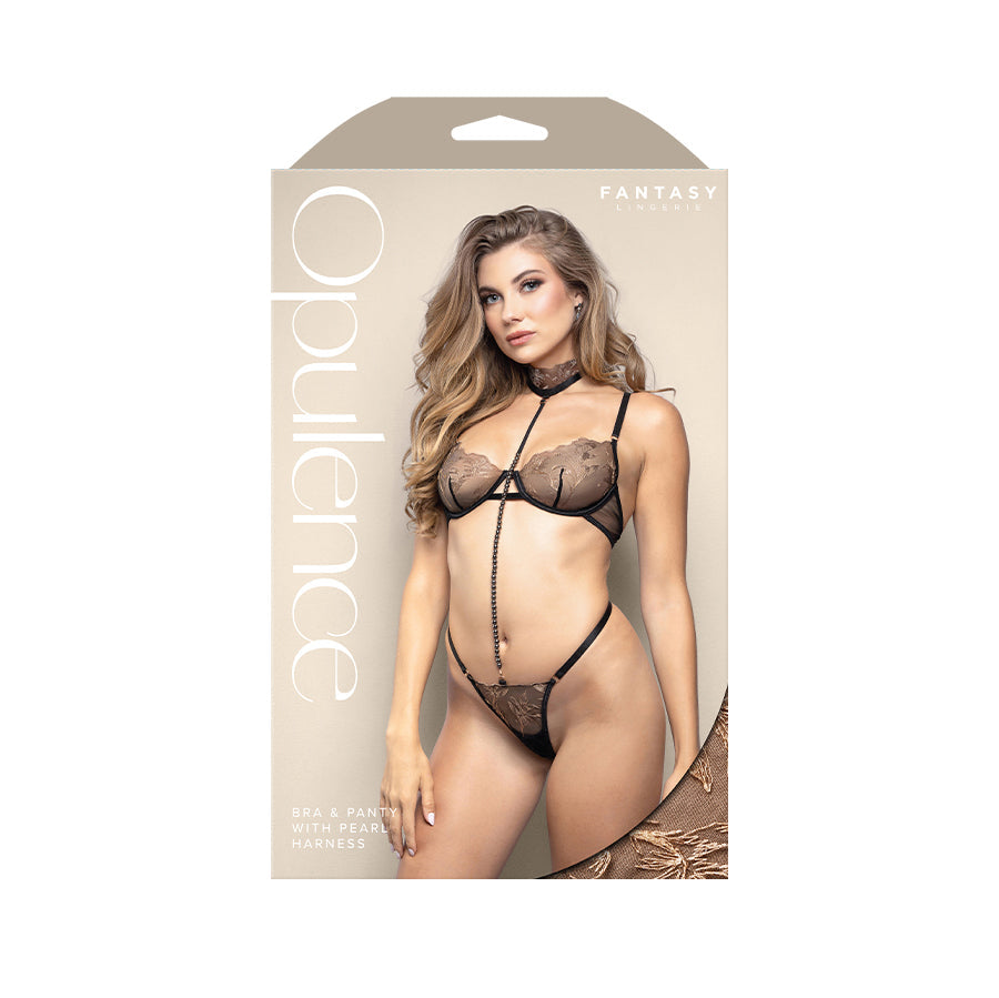 Opulence Bra and Panty Set with Pearl Harness – S/M Lingerie > Clothes > Lingerie Sets - Tophatter Daily Deals