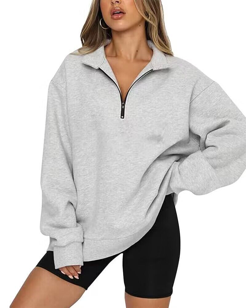 Lightweight Women Zip Sweatshirt - Oversized Pullover Casual Ocean green S 3D Changing Face Moving Picture Frame - Tophatter Daily Deals
