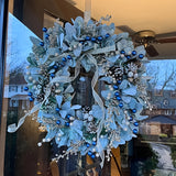 Blueberry Eucalyptus Wreath with Golden Accents Christmas - Tophatter Daily Deals