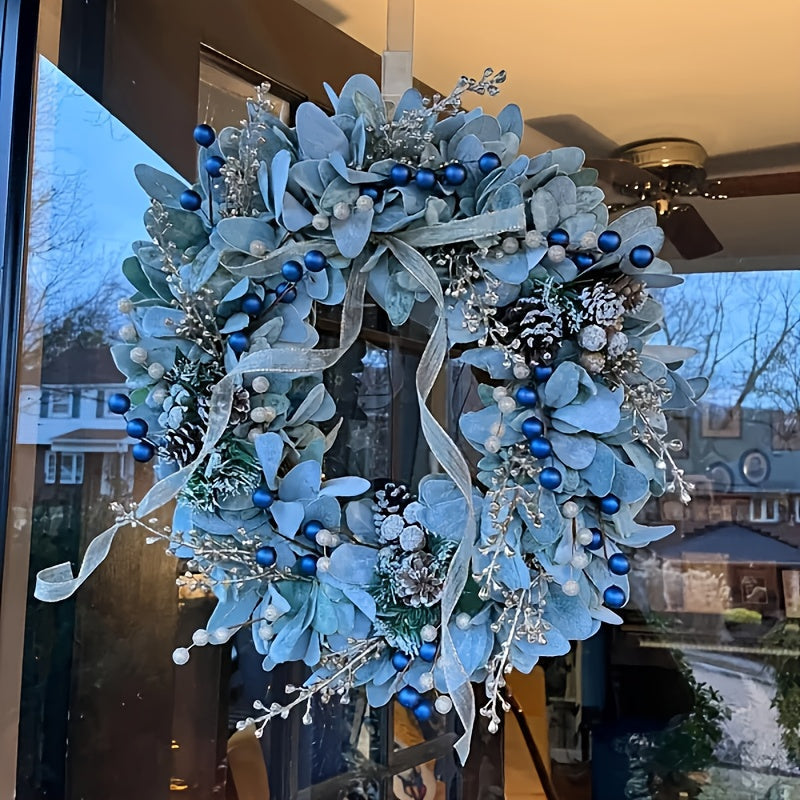 Blueberry Eucalyptus Wreath with Golden Accents Christmas - Tophatter Daily Deals