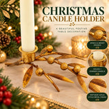 Antique Gold Sprig & Berry Candle Holder, Gisela Graham Christmas 17cm Candlestick - Tophatter Daily Deals