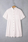 Collared Neck Short Sleeve Mini Dress White Casual Dresses - Tophatter Daily Deals