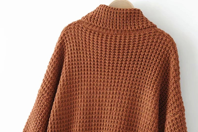 Warm Cozy Women Sweater - Boxy Waffle Knit, Cotton, Fall 3D Changing Face Moving Picture Frame - Tophatter Daily Deals