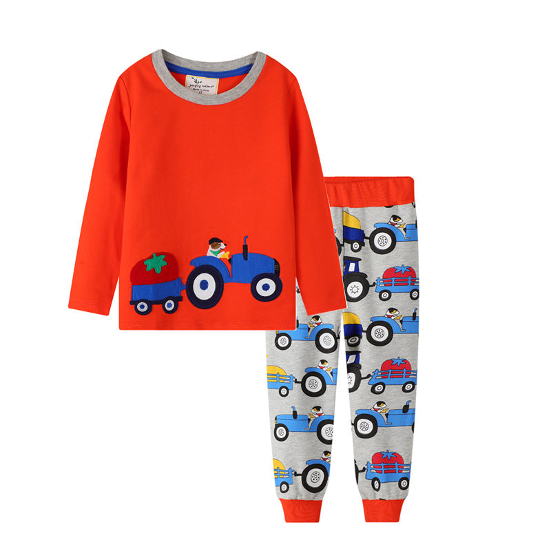 Boys' Stylish Two-piece Pair Of Long-sleeved Trousers Red 0 - Tophatter Daily Deals