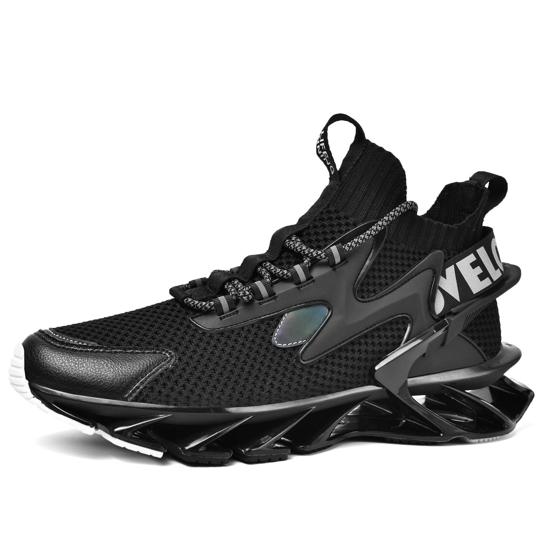 Blade Sneakers Men's Microfiber Flying High-Top Shoes Casual Men's Trendy Shoes Black A 0 - Tophatter Daily Deals