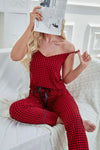 Gingham V-Neck Cami and Tied Pants Lounge Set Loungewear Sets - Tophatter Daily Deals