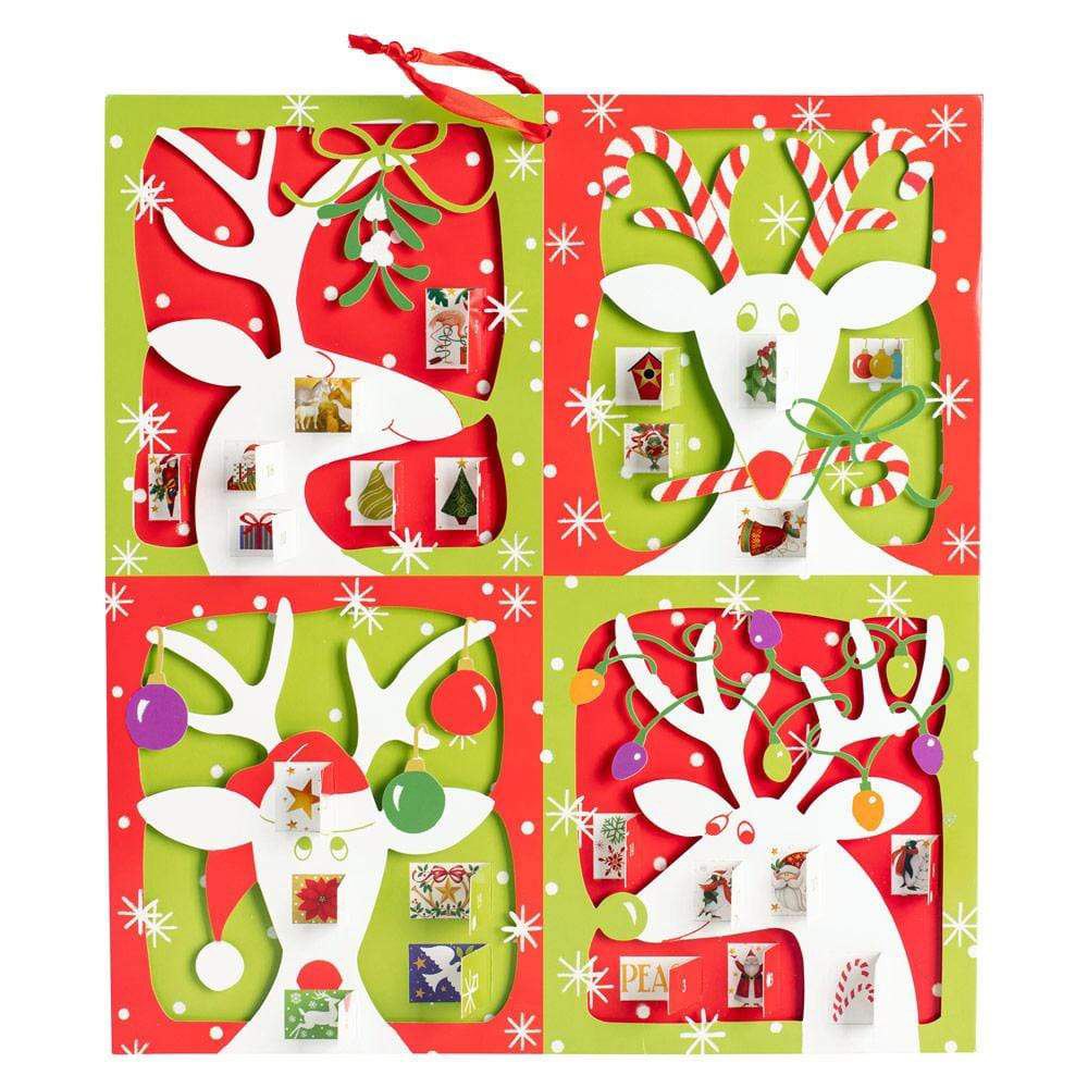 3D Reindeer Christmas Advent Calendar - Glittered Die-Cut with Ribbon, 35.5x39cm Advent Calendar - Tophatter Daily Deals