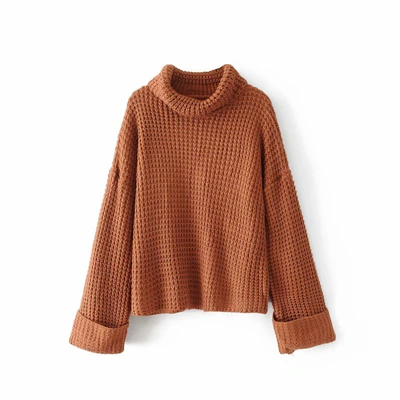 Warm Cozy Women Sweater - Boxy Waffle Knit, Cotton, Fall Red 3D Changing Face Moving Picture Frame - Tophatter Daily Deals
