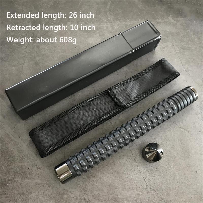 Self-defense three-section telescopic stick Black 26 inch - Tophatter Daily Deals