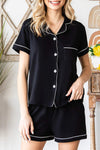 Pocketed Button Up Top and Shorts Lounge Set Black Loungewear Sets - Tophatter Daily Deals