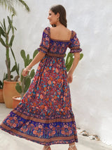 Floral Flounce Sleeve Midi Dress Casual Dresses - Tophatter Daily Deals