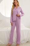 Contrast Piping Button Down Top and Pants Loungewear Set - Tophatter Deals and Online Shopping - Electronics, Jewelry, Beauty, Health, Gadgets, Fashion - Tophatter's Discounts & Offers - tophatters