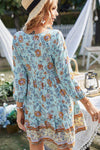 Floral Tied Balloon Sleeve Mini Dress Casual Dresses - Tophatter Daily Deals