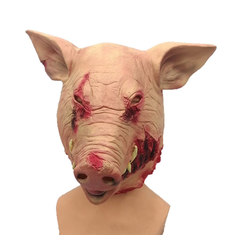 Rotten Pig Head Latex Mask Horror Halloween Cosplay Gore 3D Changing Face Moving Picture Frame - Tophatter Daily Deals