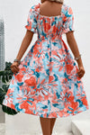 Floral Frill Trim Square Neck Dress Casual Dresses - Tophatter Daily Deals