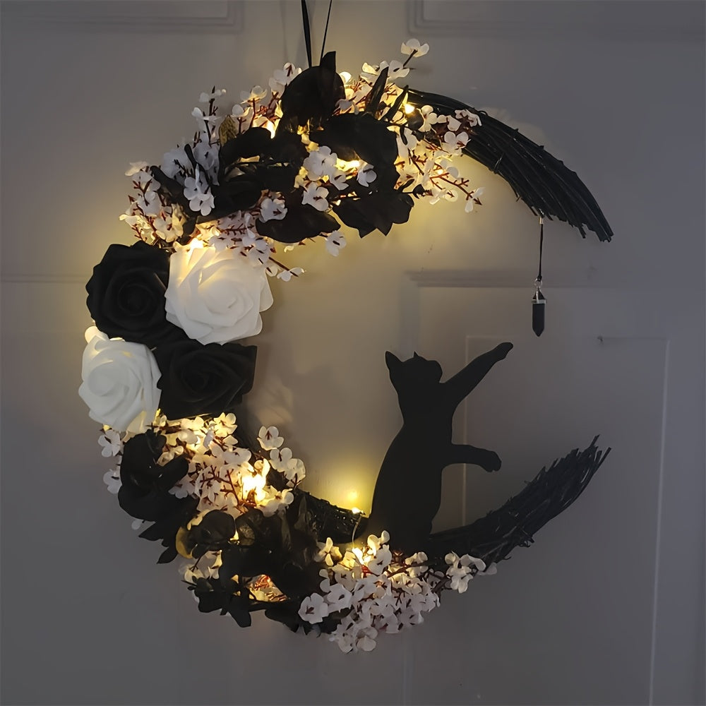 Gothic Cat Moon Wreath - Tophatter Daily Deals
