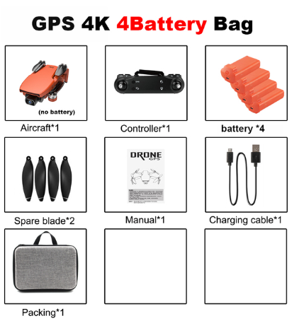 4K Aerial Camera New Product Remote Control Plane Orange Four power 0 - Tophatter Daily Deals