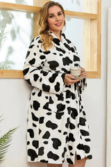 Plus Size Printed Tie Waist Robe with Pocket Sleep Dresses - Tophatter Daily Deals