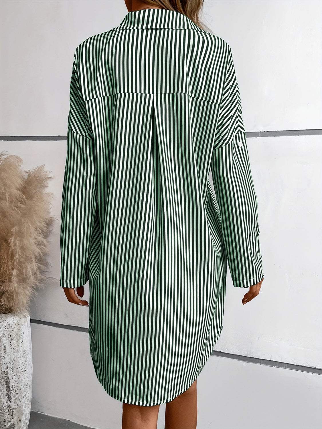 Striped Button Up Long Sleeve Mini Shirt Dress Casual Dresses - Tophatter Daily Deals