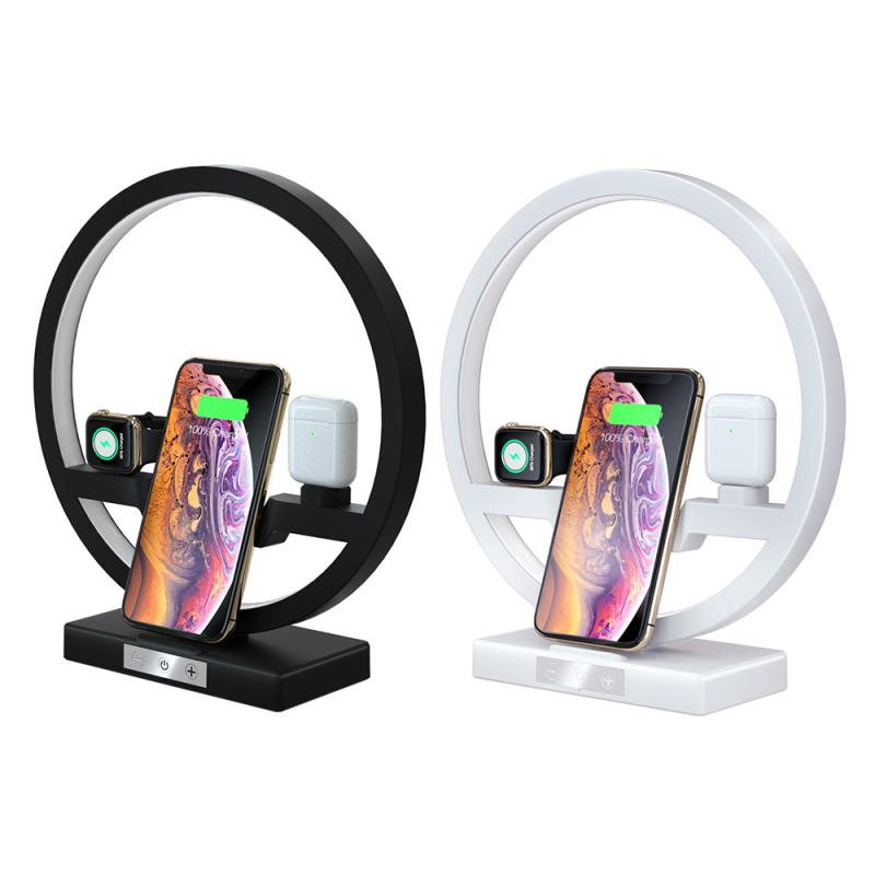 3 In 1 Wireless Charger Applicable For Mobile Phone Watch Headset Table Lamp Charging Bracket Hotselling 0 - Tophatter Daily Deals