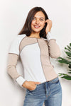 Double Take Color Block Exposed Seam Top Khaki 2XL Women's T-Shirts - Tophatter Daily Deals