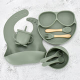 11 Piece Baby Training Dinner Plate Bowl Green 8PCS 0 - Tophatter Daily Deals