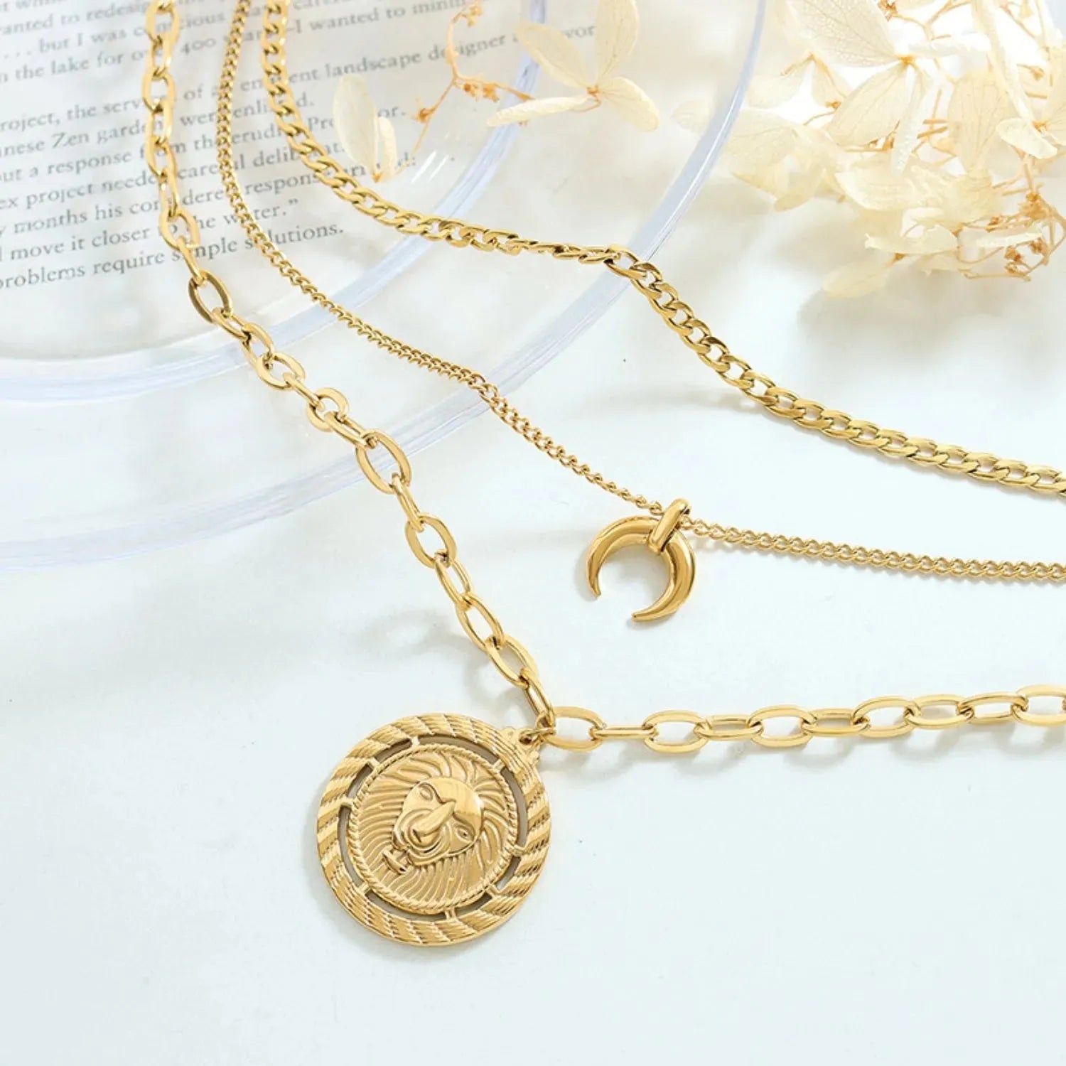 Coin Pendant Triple-Layered Chain Necklace Necklaces - Tophatter Daily Deals