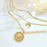Coin Pendant Triple-Layered Chain Necklace Necklaces - Tophatter Daily Deals