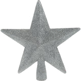 Silver Star Christmas Tree Topper | Sparkling Silver Christmas Tree Topper Tree Decoration - Tophatter Daily Deals