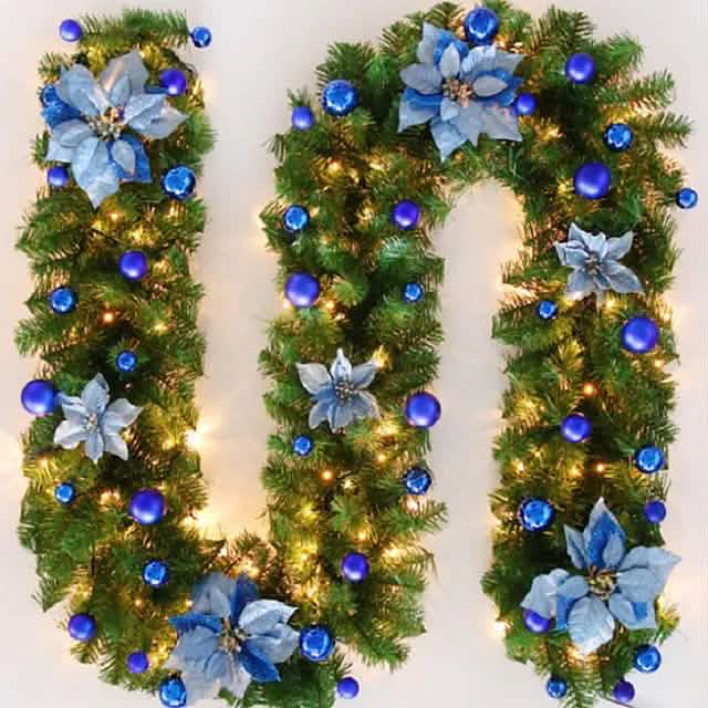 2.7 Meter Christmas Rattan Garland Decorative Blue Christmas Decorations - Tophatter Daily Deals
