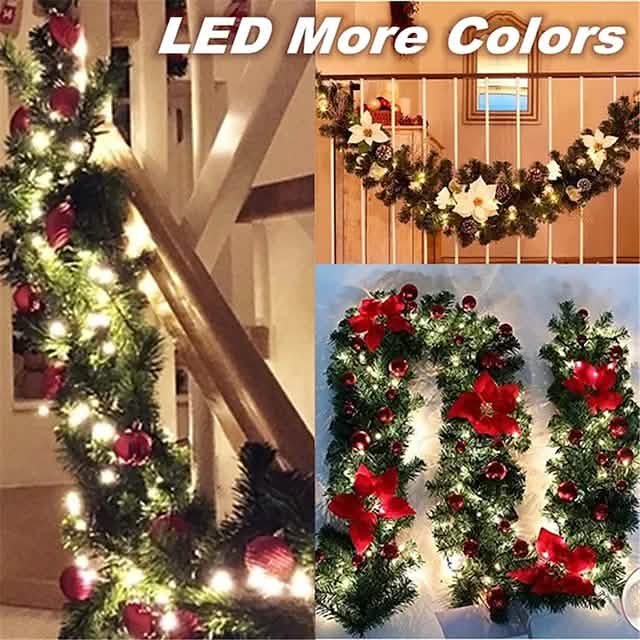 2.7 Meter Christmas Rattan Garland Decorative Christmas Decorations - Tophatter Daily Deals