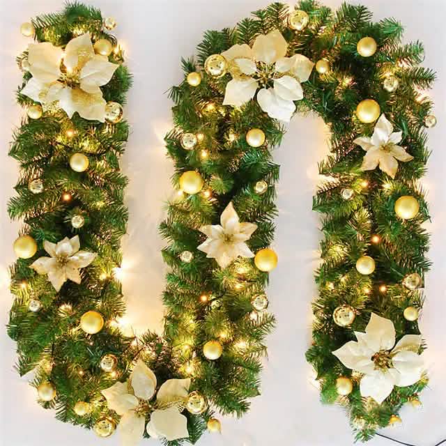2.7 Meter Christmas Rattan Garland Decorative Gold Christmas Decorations - Tophatter Daily Deals