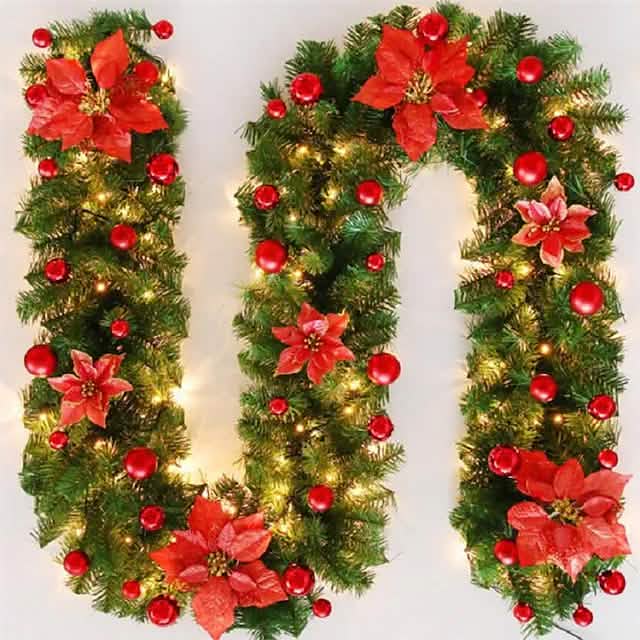 2.7 Meter Christmas Rattan Garland Decorative Red Christmas Decorations - Tophatter Daily Deals